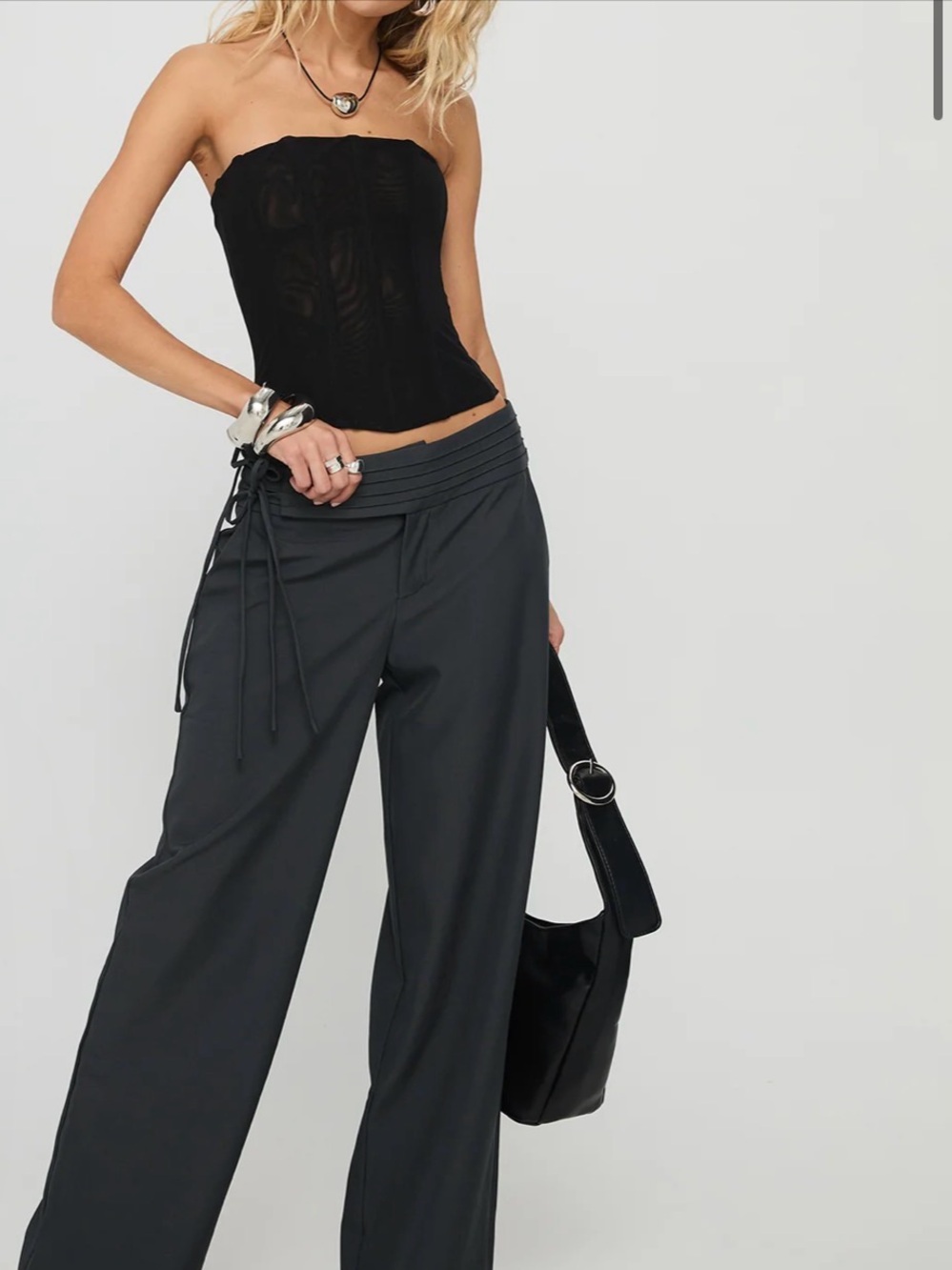 Princess Polly Oscuro Longline Mesh Corset Top Black size 2